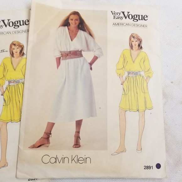 Pair of vintage Very Easy Vogue #2891 Calvin Klein patterns. Pat010 - Picture 4 of 6